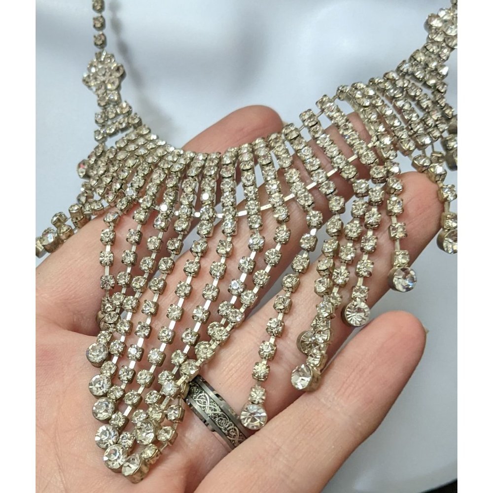 Long Rhinestone Cascade Necklace - image 2
